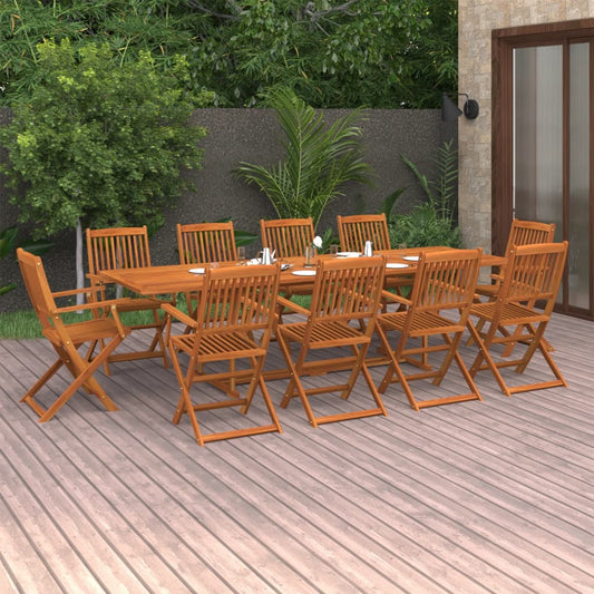vidaXL Dining Set | Natural wood | Solid Acacia wood | Large | Foldable