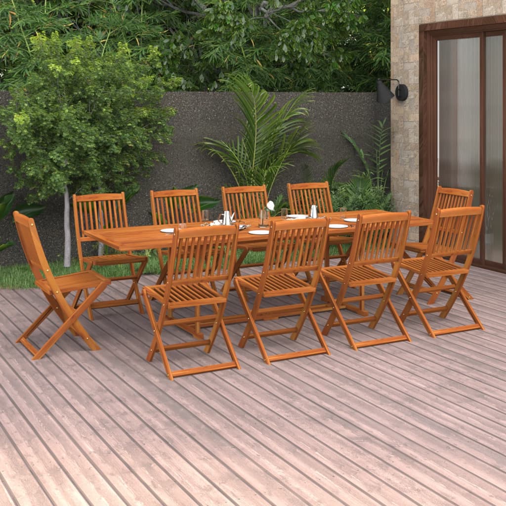 vidaXL Dining Set | Brown | Solid Acacia Wood | Large | Foldable | Dining Set