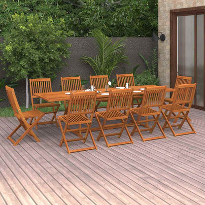 vidaXL 11 Piece Garden Dining Set 280x90x75 cm Solid Wood Acacia
