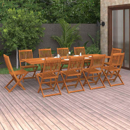 vidaXL 11 Piece Garden Dining Set 280x90x75 cm Solid Wood Acacia