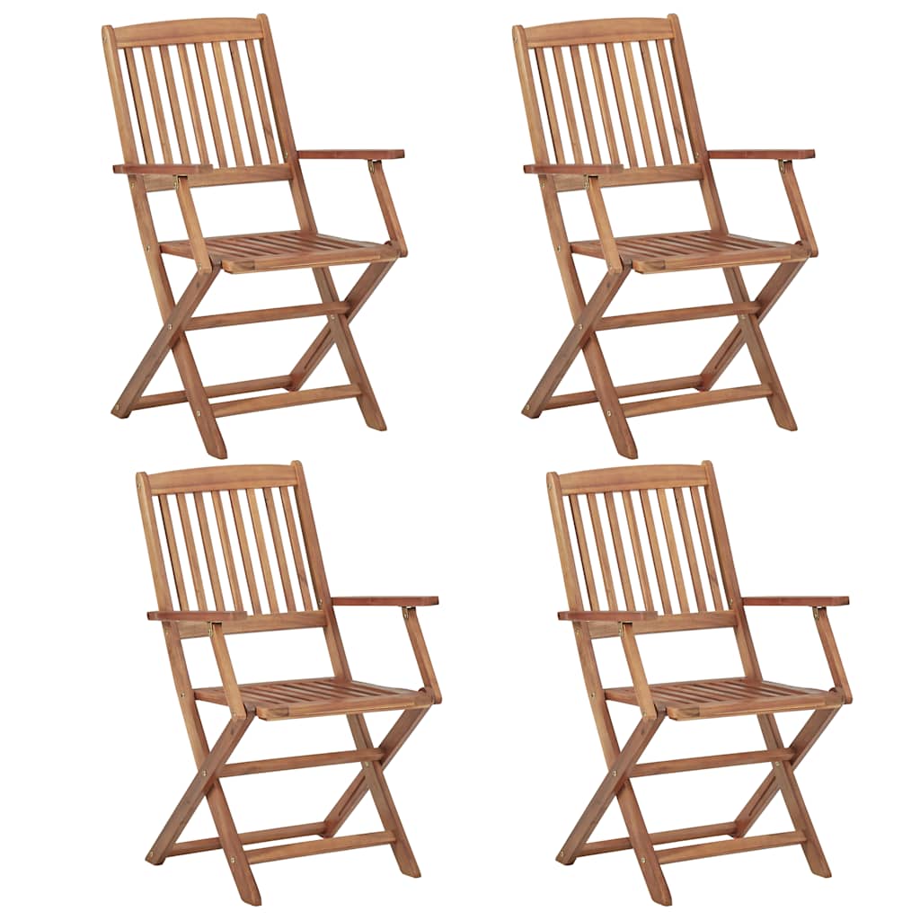 vidaXL Dining Set | Natural Wood | Solid Acacia Wood | 5 Piece Set |  Foldable