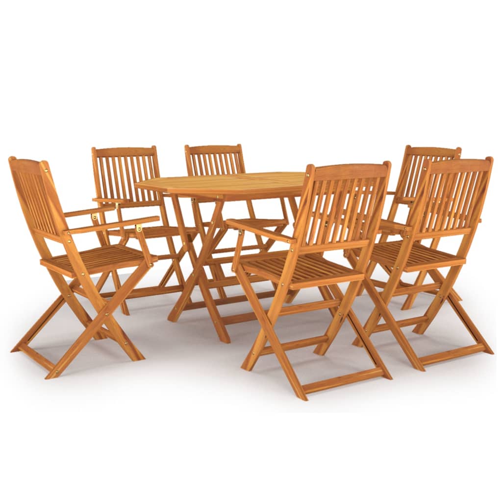 vidaXL Dining Set | Brown | Solid Acacia wood | Foldable | Garden Dining Set