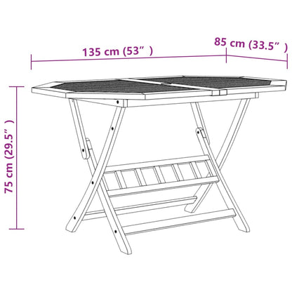 vidaXL Dining Set | Brown | Solid Acacia wood | Foldable | Garden Dining Set