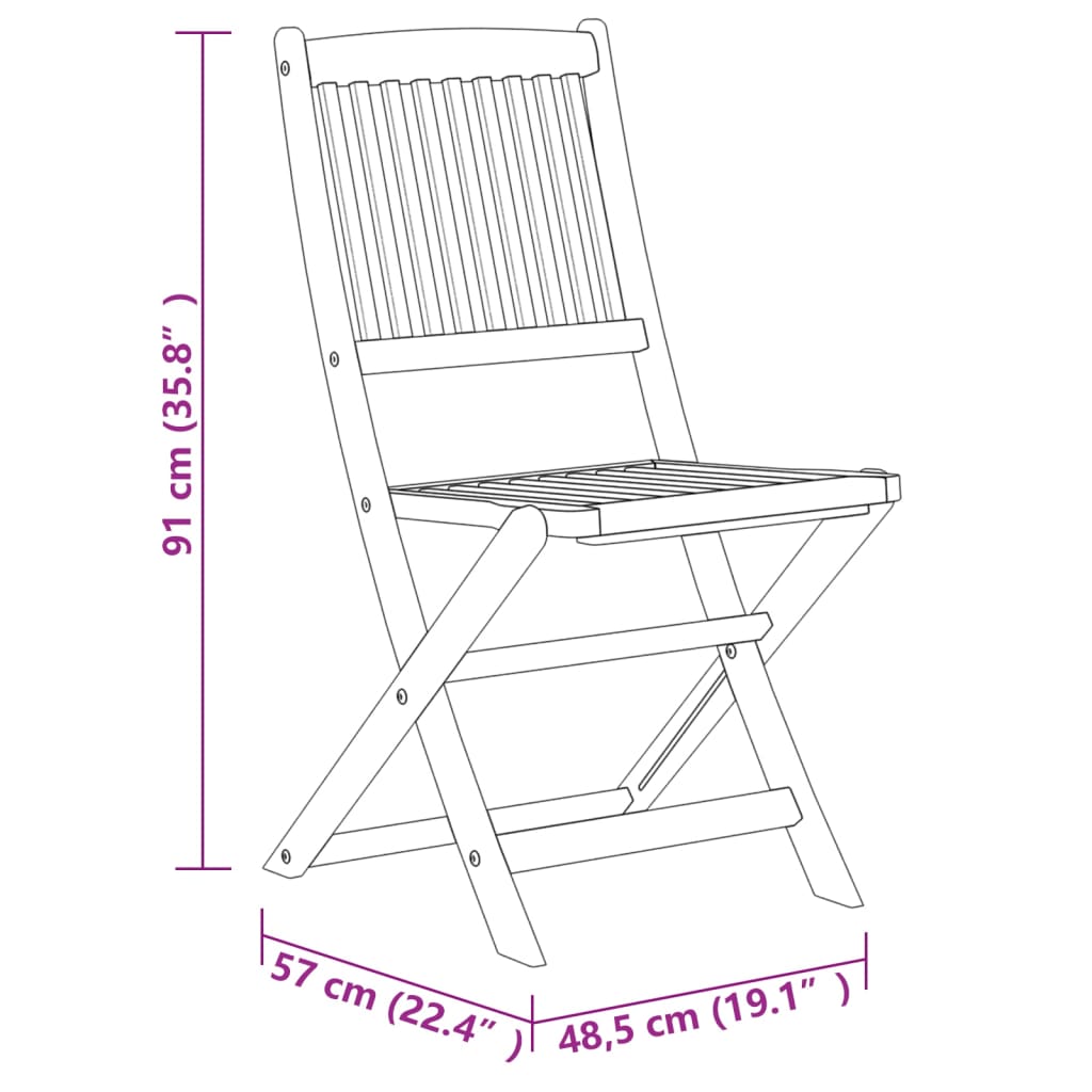 vidaXL Dining Set | Brown | Solid acacia wood | Medium | Foldable | Dining Set
