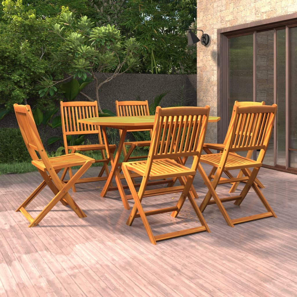 vidaXL Dining Set | Brown | Solid acacia wood | Medium | Foldable | Dining Set