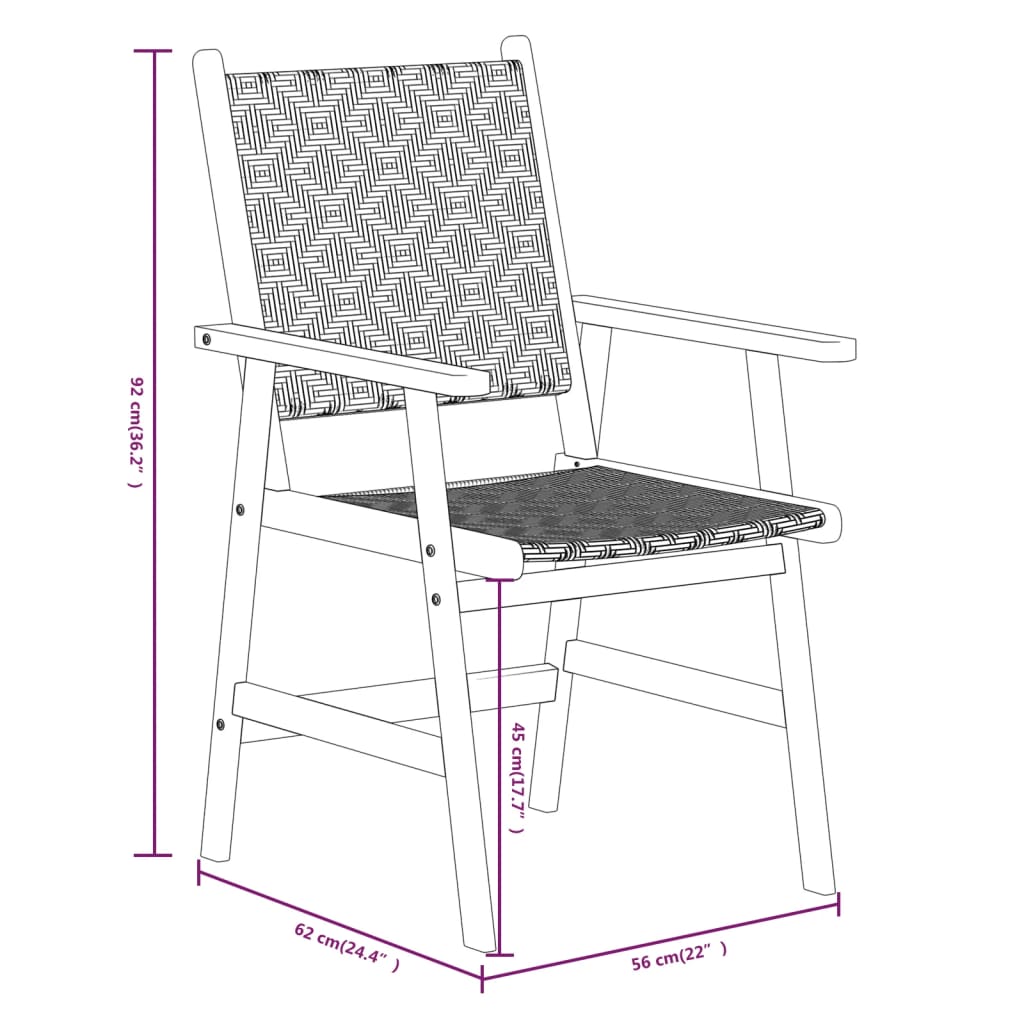 vidaXL Garden Dining Set | Acacia Brown | Solid Acacia wood, Poly rattan