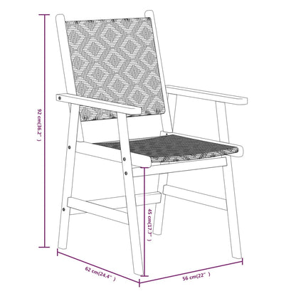 vidaXL Garden Dining Set | Brown | Solid Acacia Wood, Poly Rattan | 7 Piece