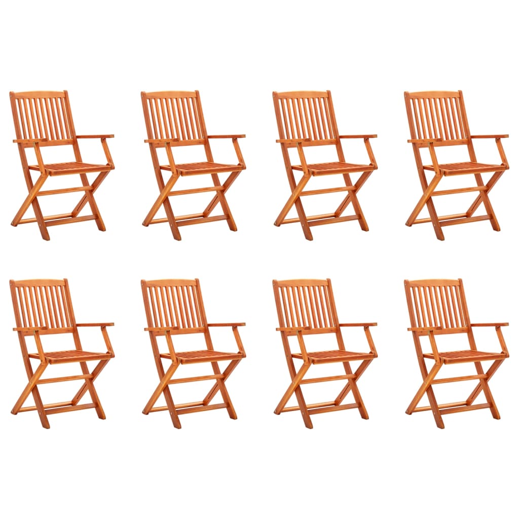 vidaXL Folding Garden Chairs 8 pcs Solid Eucalyptus Wood
