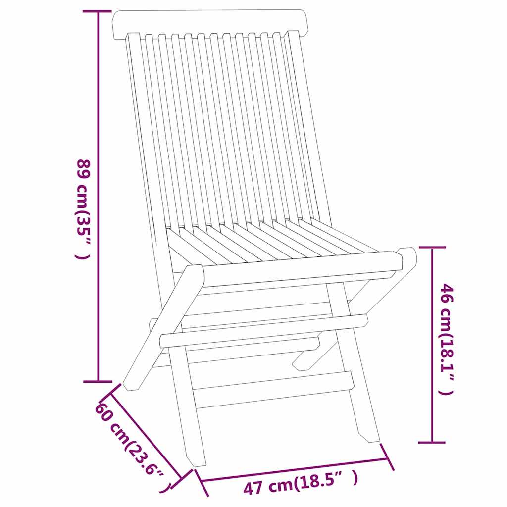 vidaXL Garden Dining Set | Teak | Solid teak wood | Compact | Foldable