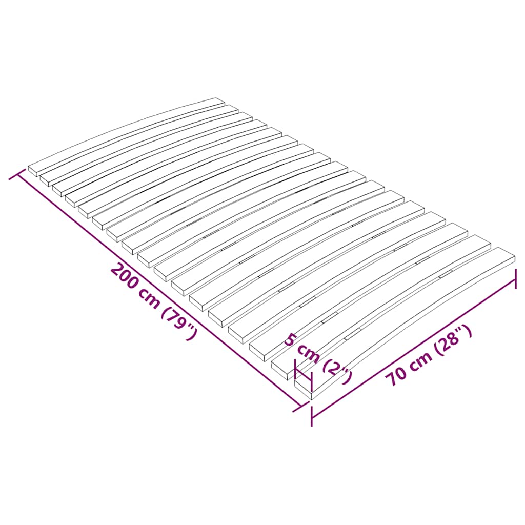 vidaXL Bed Slats Replacement with 17 Slats 70x200 cm