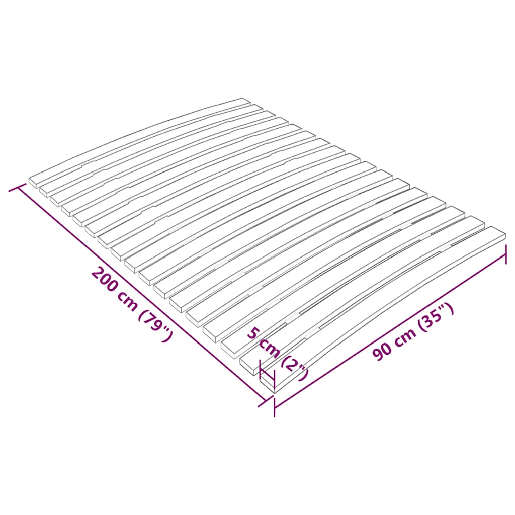 vidaXL Bed Slats Replacement with 17 Slats 90x200 cm