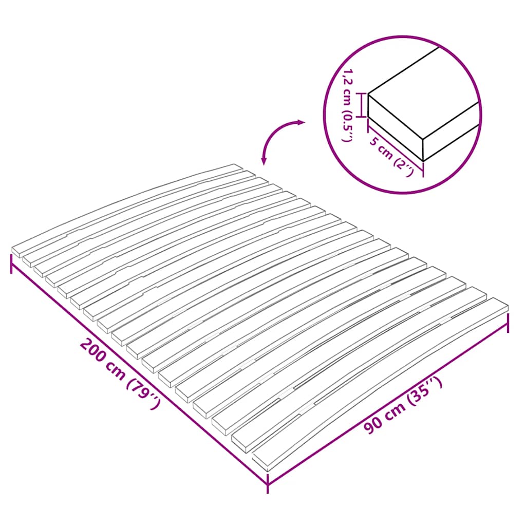 vidaXL Bed Slats Replacement with 17 Slats 90x200 cm