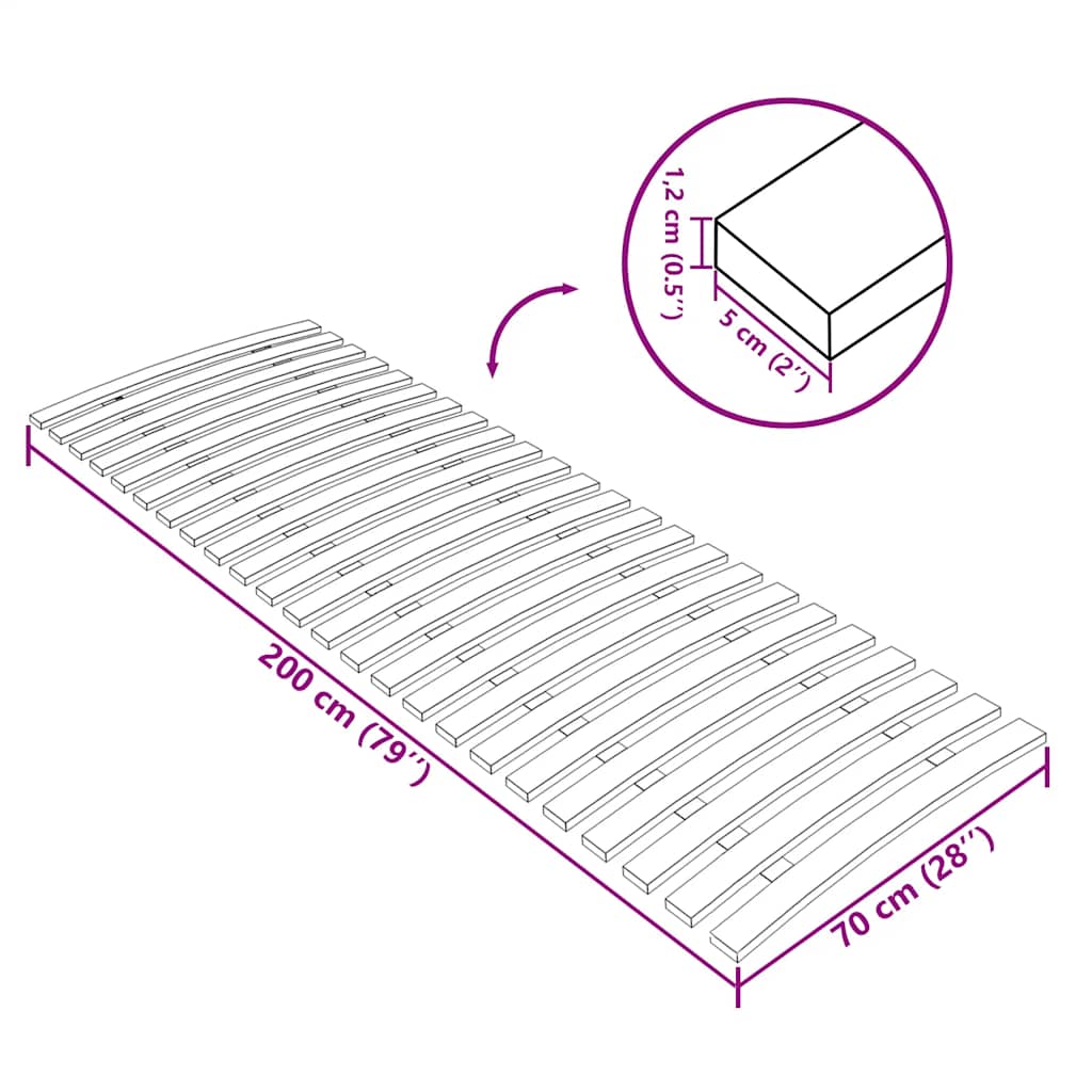 vidaXL Bed Slats Replacement with 24 Slats 70x200 cm