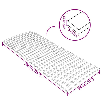 vidaXL Bed Slats Replacement with 24 Slats 80x200 cm
