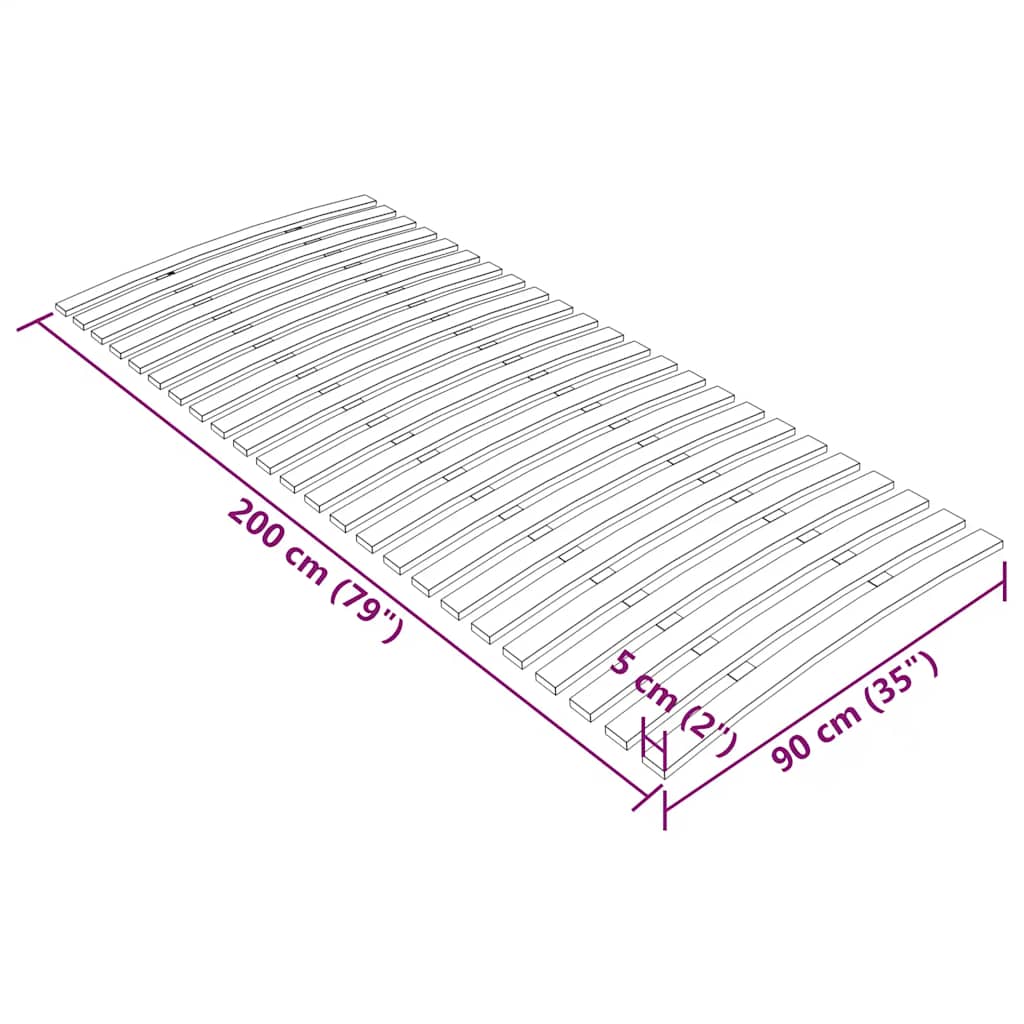 vidaXL Bed Slats Replacement with 24 Slats 90x200 cm
