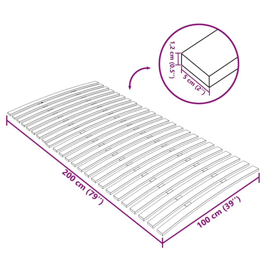 vidaXL Bed Slats Replacement with 24 Slats 100x200 cm