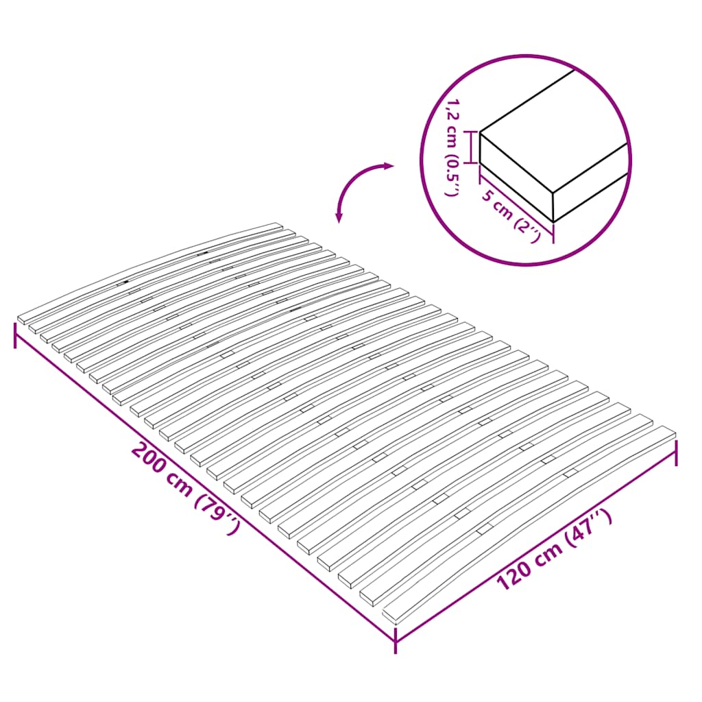 vidaXL Bed Slats Replacement with 24 Slats 120x200 cm