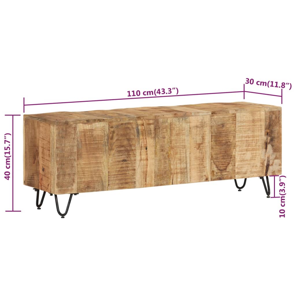 vidaXL TV Cabinet 110x30x40 cm Solid Wood Mango