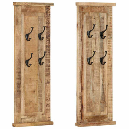 337853 vidaXL Coat Racks 2 pcs Solid Wood Mango 38x100 cm