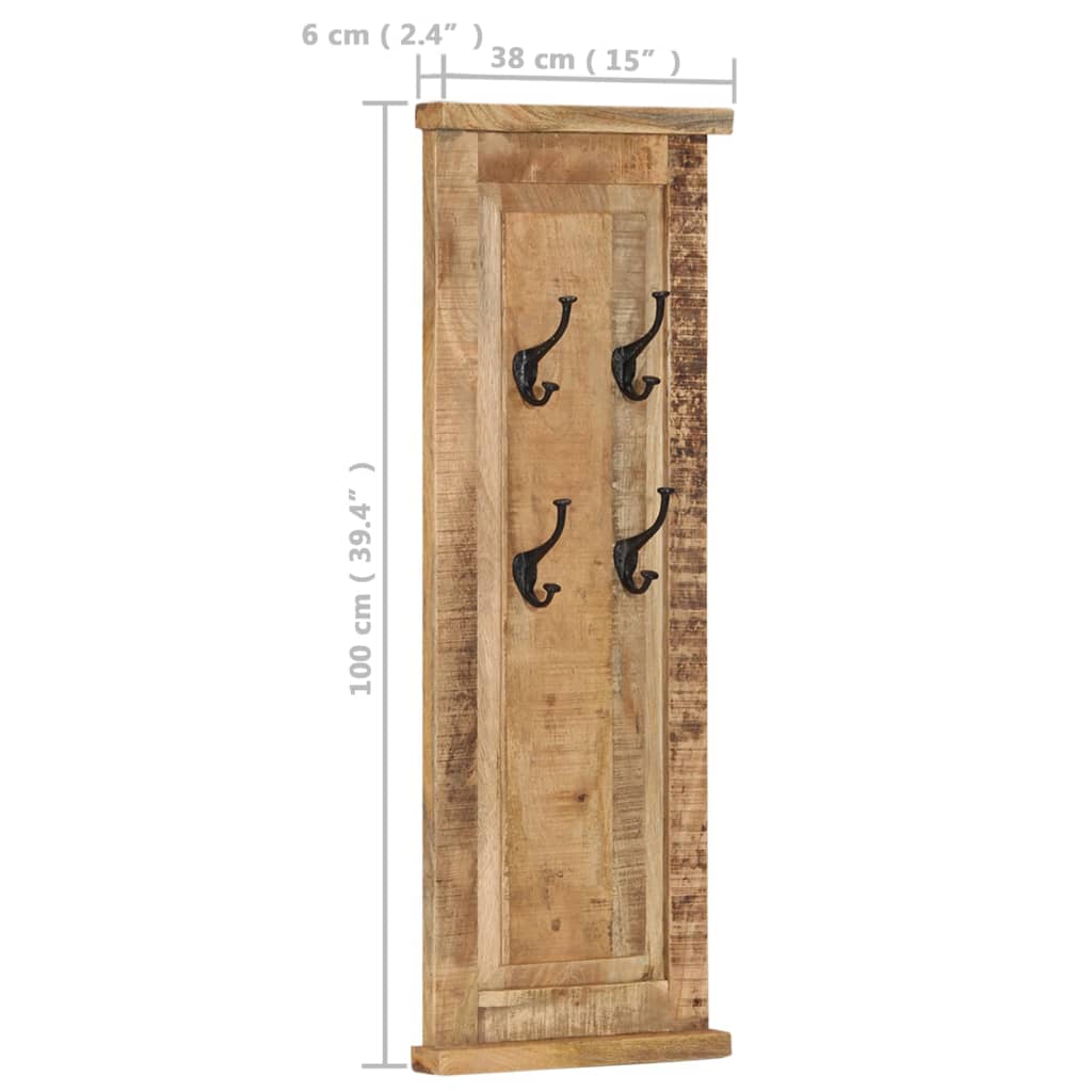 vidaXL Coat Racks 2 pcs Solid Wood Mango 38x100 cm