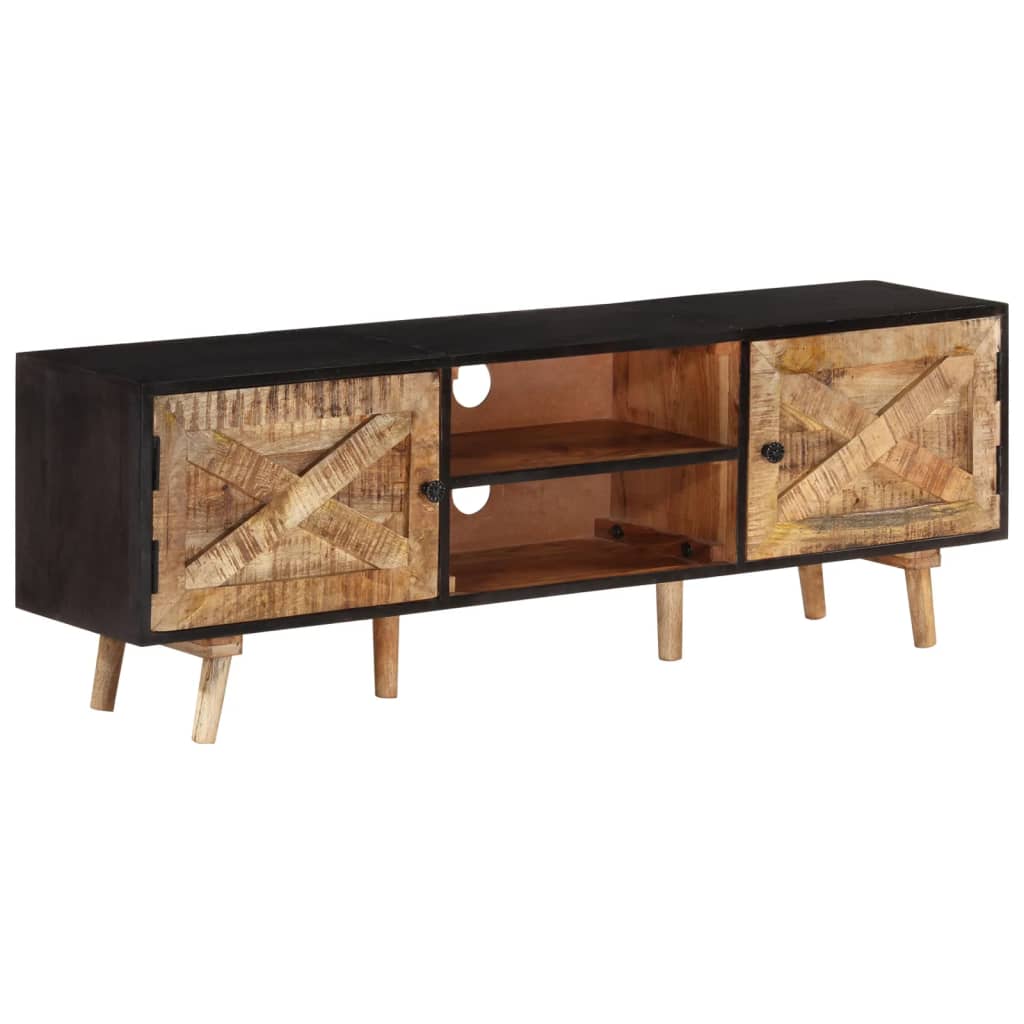 338420 vidaXL TV Cabinet 140x30x46 cm Rough Mango Wood and Solid Acacia Wood
