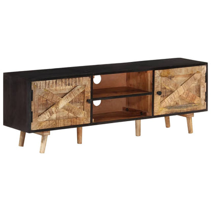 338420 vidaXL TV Cabinet 140x30x46 cm Rough Mango Wood and Solid Acacia Wood