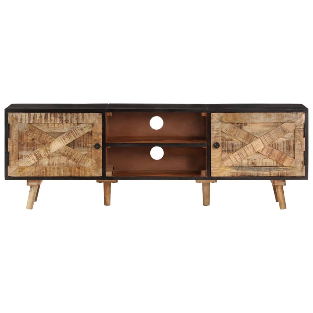 338420 vidaXL TV Cabinet 140x30x46 cm Rough Mango Wood and Solid Acacia Wood