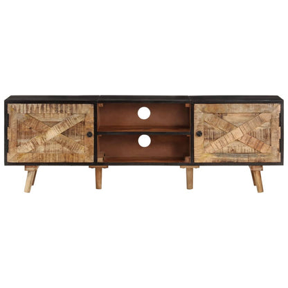 338420 vidaXL TV Cabinet 140x30x46 cm Rough Mango Wood and Solid Acacia Wood