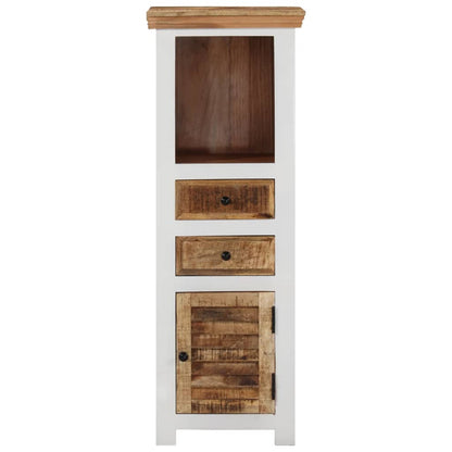 vidaXL Highboard Brown&White 40x30x110 cm Solid Wood Mango and Acacia