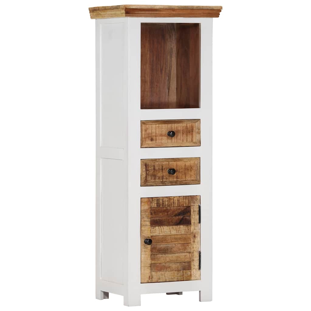 vidaXL Highboard Brown&White 40x30x110 cm Solid Wood Mango and Acacia