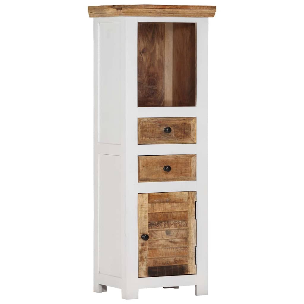 vidaXL Highboard Brown&White 40x30x110 cm Solid Wood Mango and Acacia