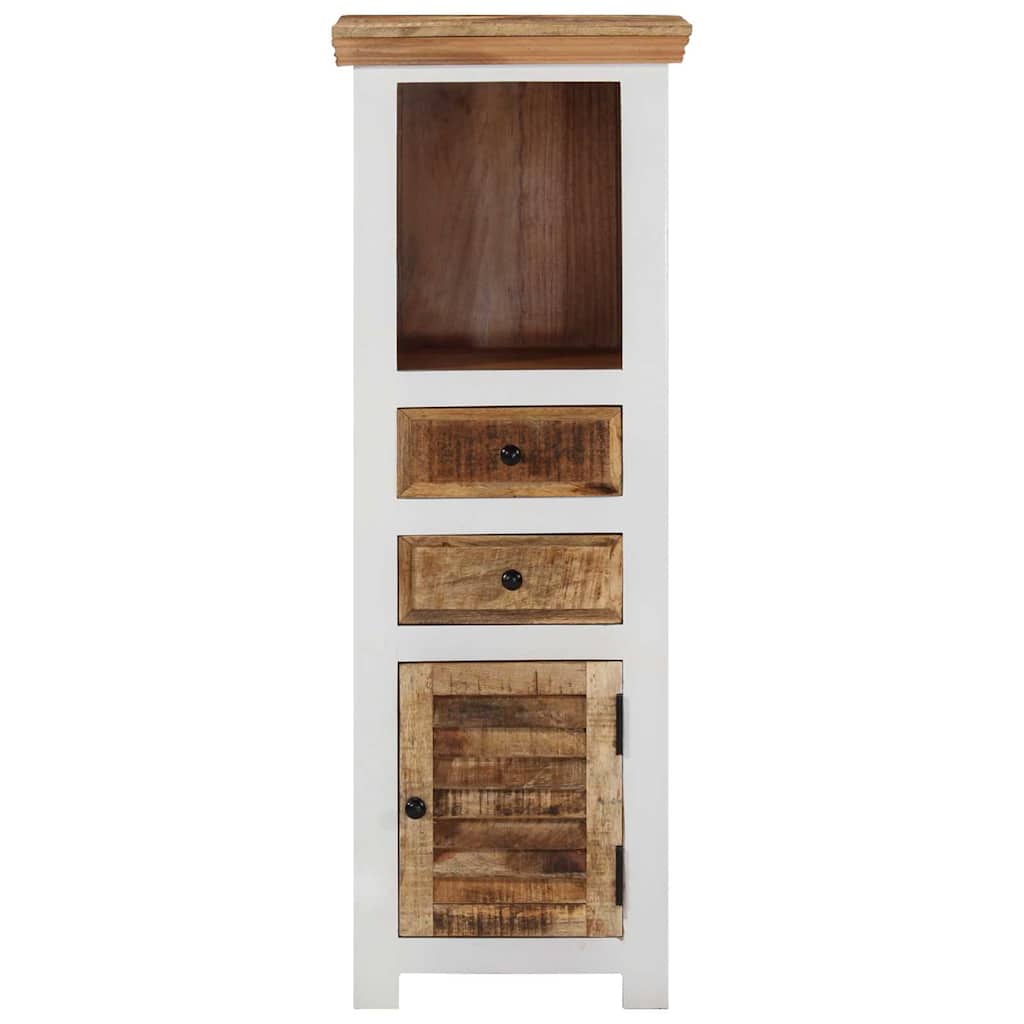 vidaXL Highboard Brown&White 40x30x110 cm Solid Wood Mango and Acacia