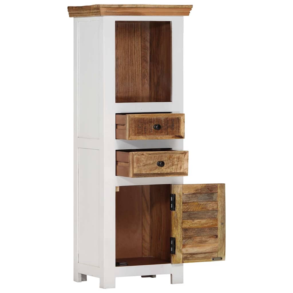 vidaXL Highboard Brown&White 40x30x110 cm Solid Wood Mango and Acacia