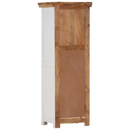 vidaXL Highboard Brown&White 40x30x110 cm Solid Wood Mango and Acacia