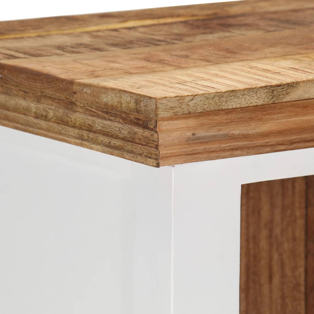 vidaXL Highboard Brown&White 40x30x110 cm Solid Wood Mango and Acacia