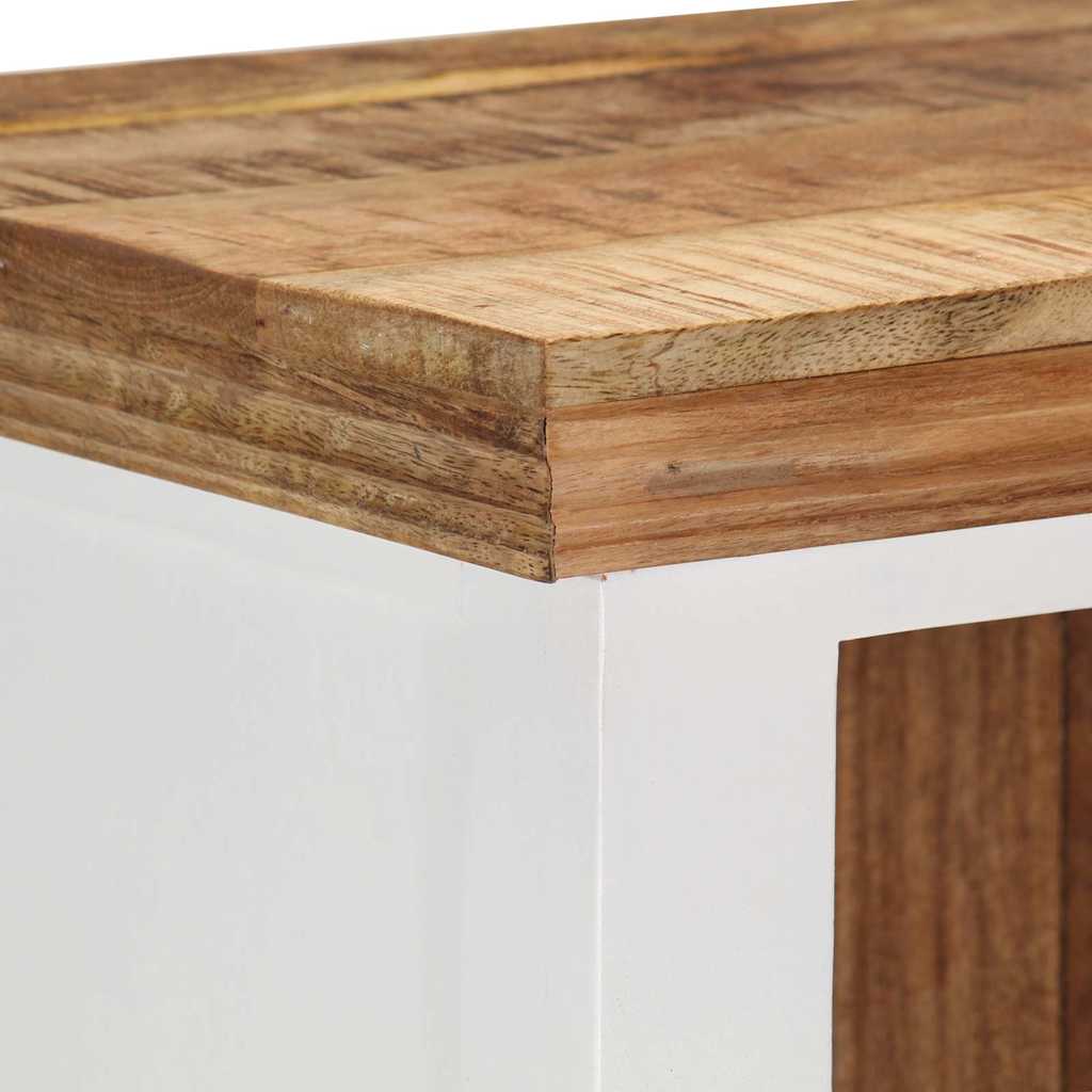 vidaXL Highboard Brown&White 40x30x110 cm Solid Wood Mango and Acacia