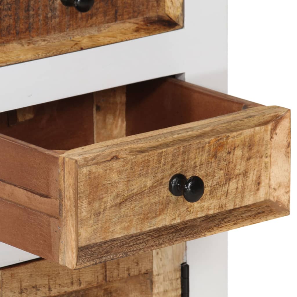 vidaXL Highboard Brown&White 40x30x110 cm Solid Wood Mango and Acacia