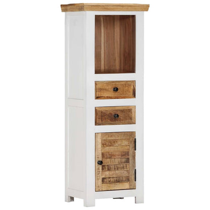 vidaXL Highboard Brown&White 40x30x110 cm Solid Wood Mango and Acacia