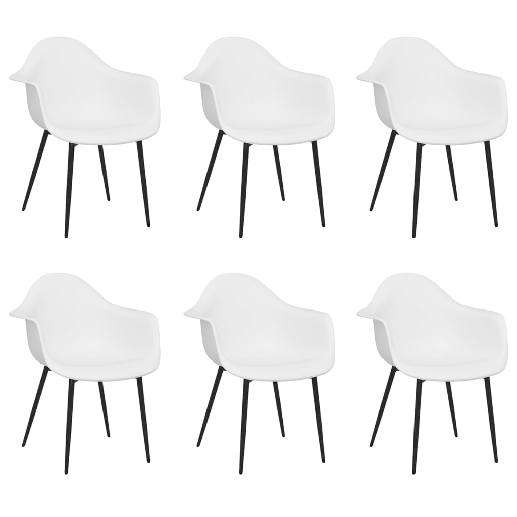 vidaXL Dining Chairs 6 pcs White PP