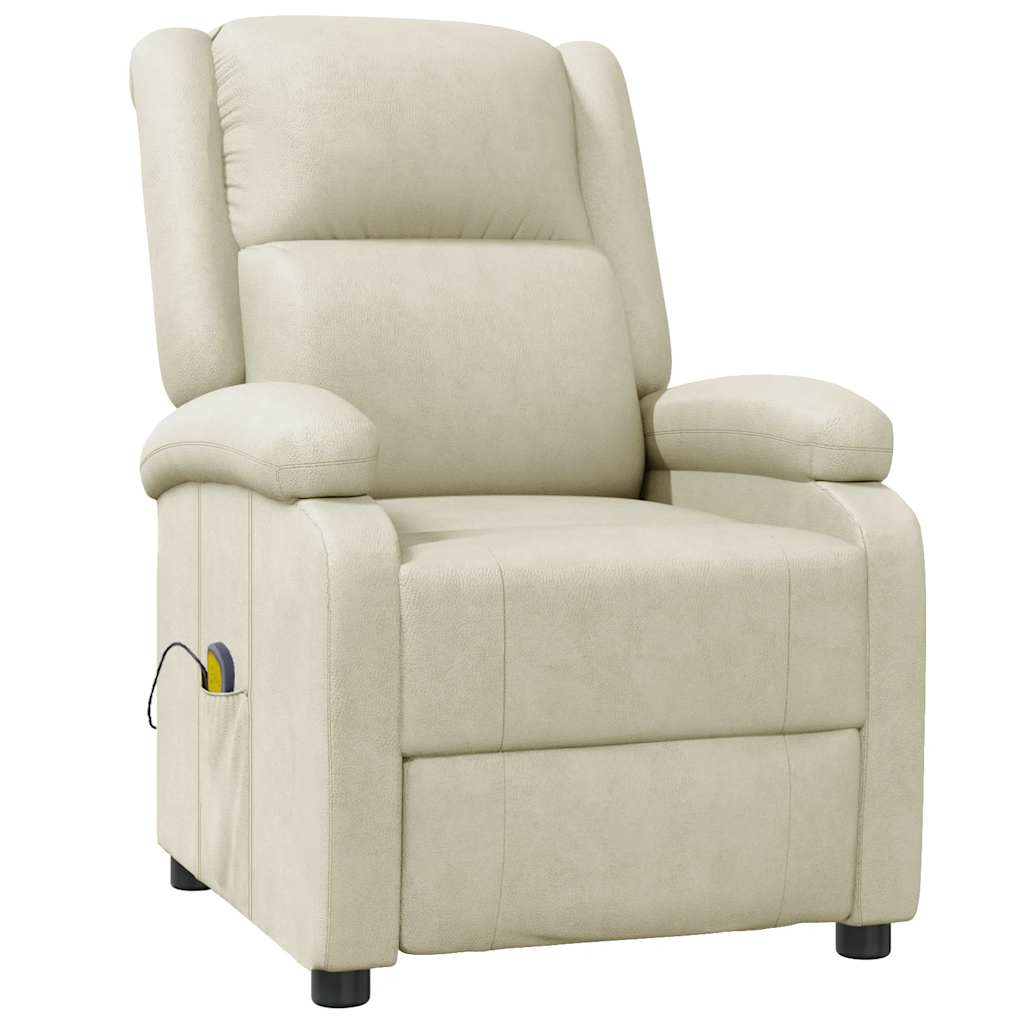 vidaXL Massage Chair Cream White Faux Leather