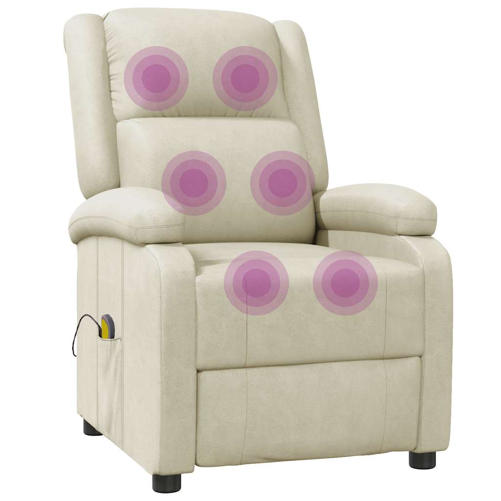 vidaXL Massage Chair Cream White Faux Leather