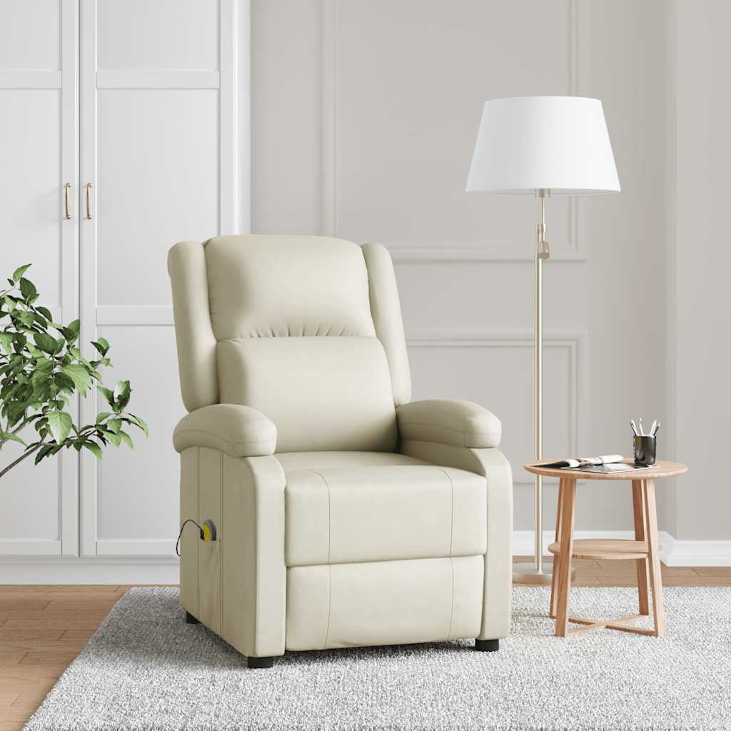 vidaXL Massage Chair Cream White Faux Leather