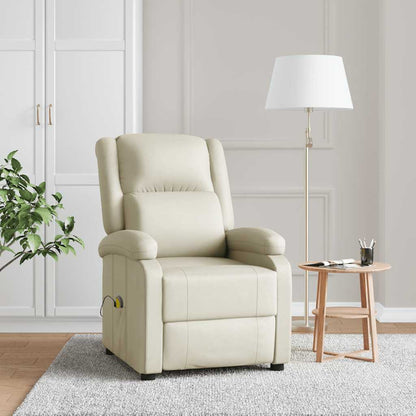 vidaXL Massage Chair Cream White Faux Leather