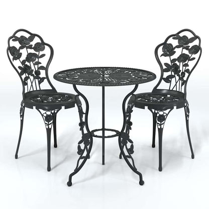 317739 vidaXL 3 Piece Bistro Set Cast Aluminium Black