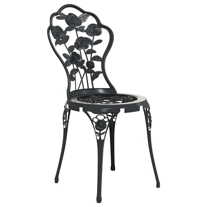 317739 vidaXL 3 Piece Bistro Set Cast Aluminium Black