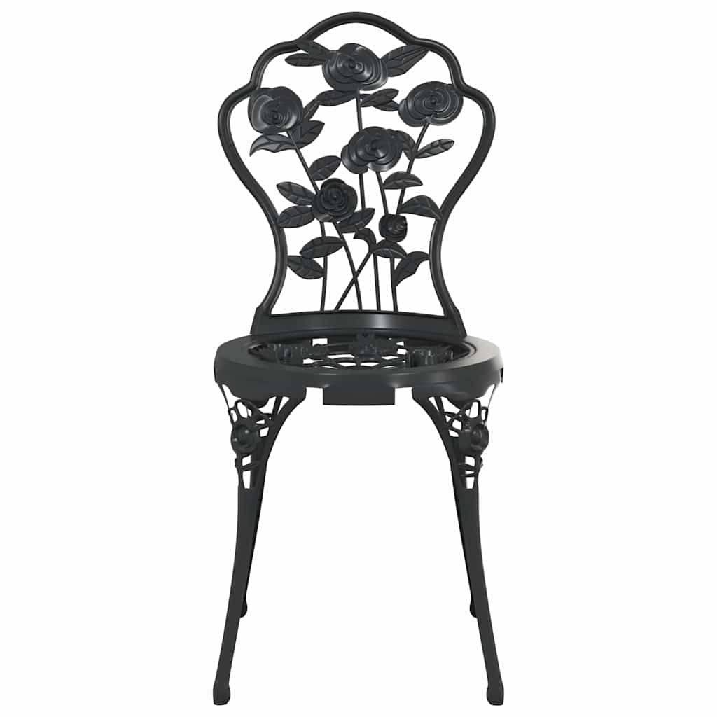 317739 vidaXL 3 Piece Bistro Set Cast Aluminium Black