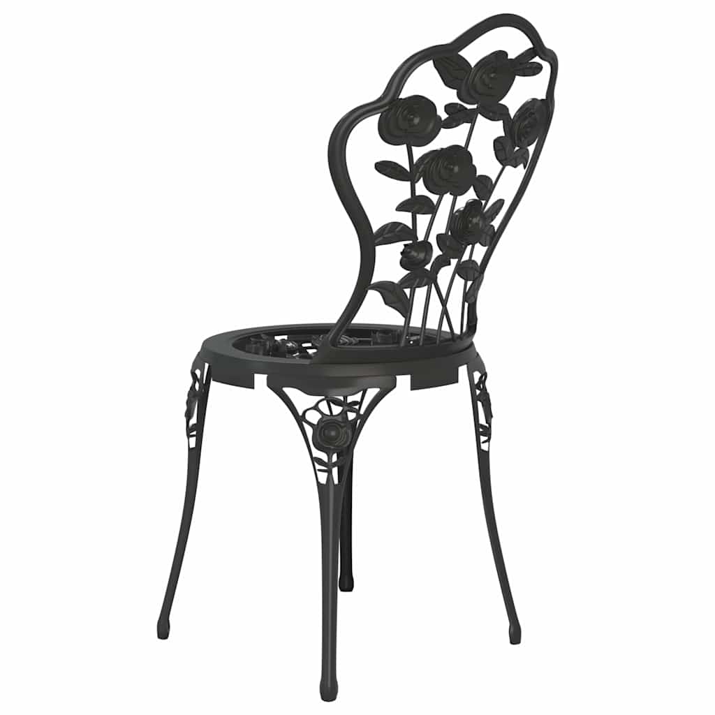 317739 vidaXL 3 Piece Bistro Set Cast Aluminium Black