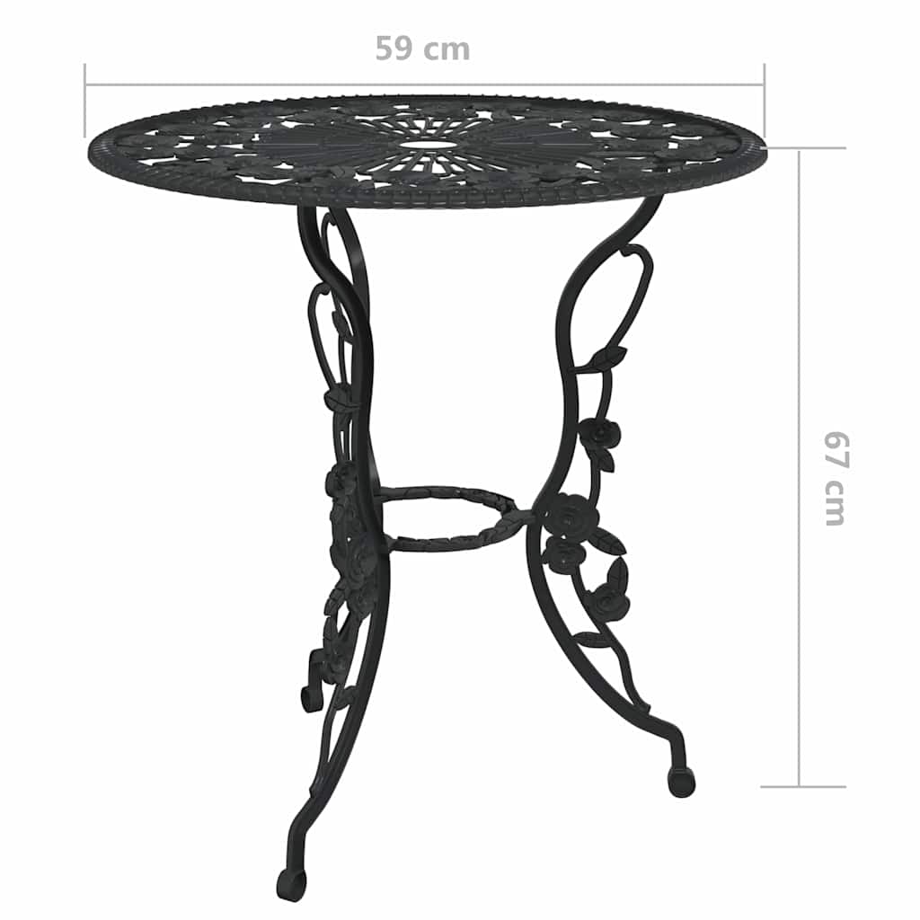 317739 vidaXL 3 Piece Bistro Set Cast Aluminium Black
