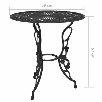 317739 vidaXL 3 Piece Bistro Set Cast Aluminium Black