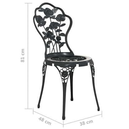 317739 vidaXL 3 Piece Bistro Set Cast Aluminium Black